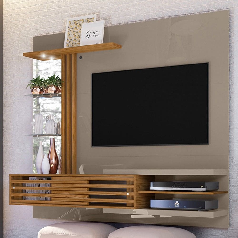 Painel para TV Até 55 Polegadas Stock Supreme 2 Portas Marrom Claro/Naturalle - Pnr Móveis