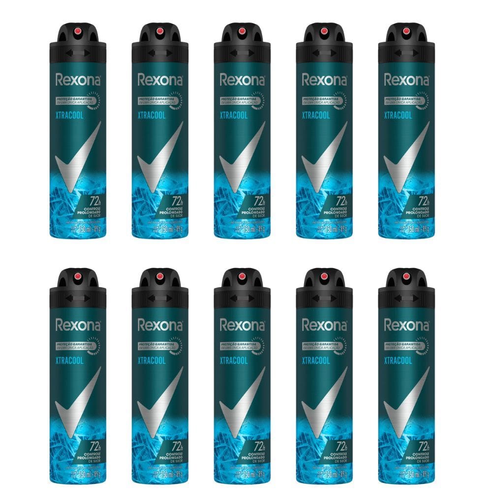Kit 10 Desodorante Rexona Men Xtracool Aerosol Antitranspirante 48h 150ml