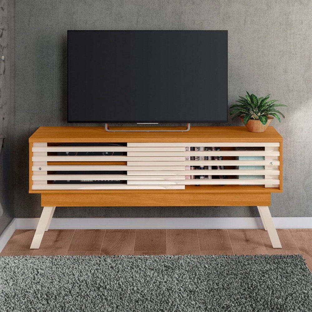 Rack para TV Até 65 Polegadas Stock 2 Portas Cinamomo/Off White - Pnr Móveis
