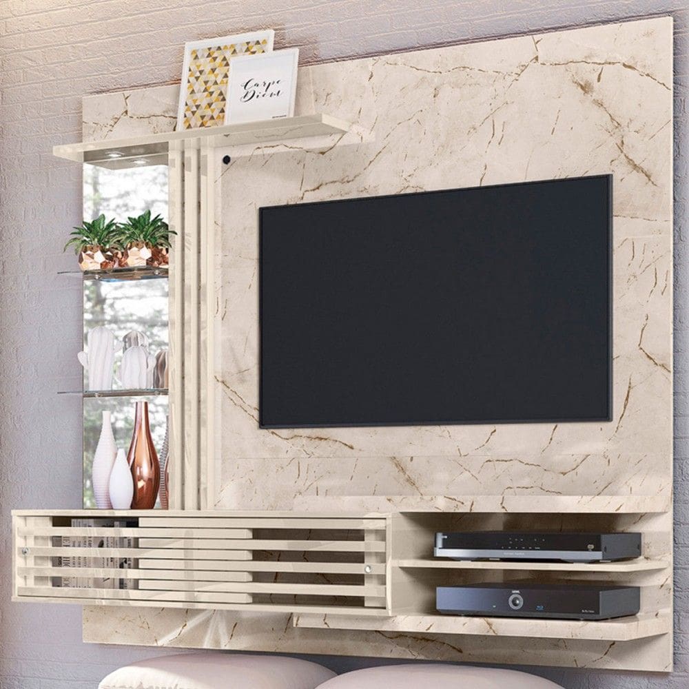Painel para TV Até 55 Polegadas Stock Supreme 2 Portas Calacata/Off White - Pnr Móveis