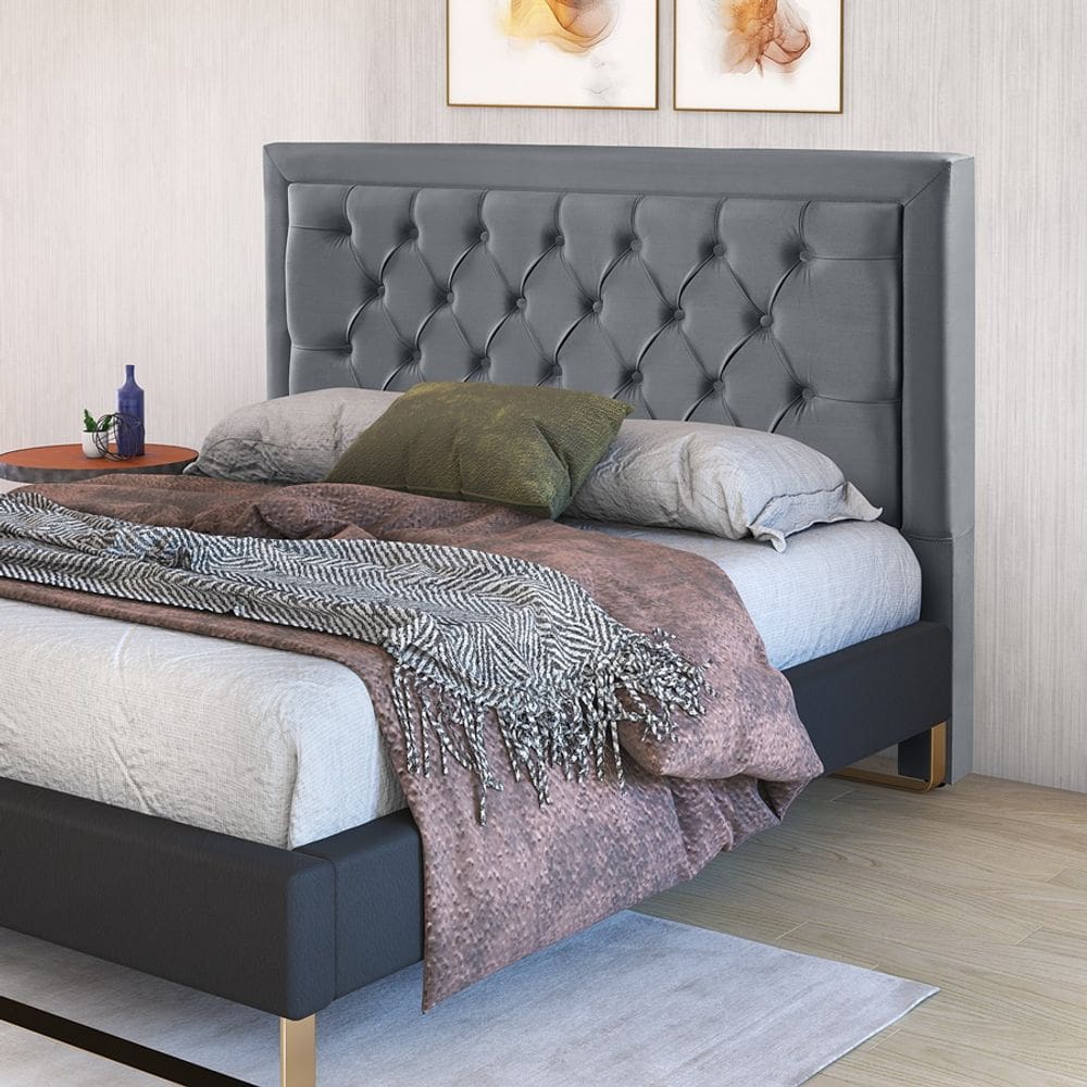 Cabeceira Casal Box Sofia 140x128cm Veludo Espuma D20
