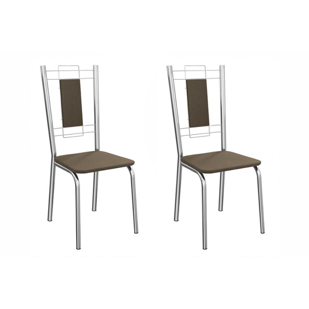 Cadeira de Cozinha Florença 2C005CR Aço Kit 2 Un Cromado/Suede Cappuccino - Kappesberg