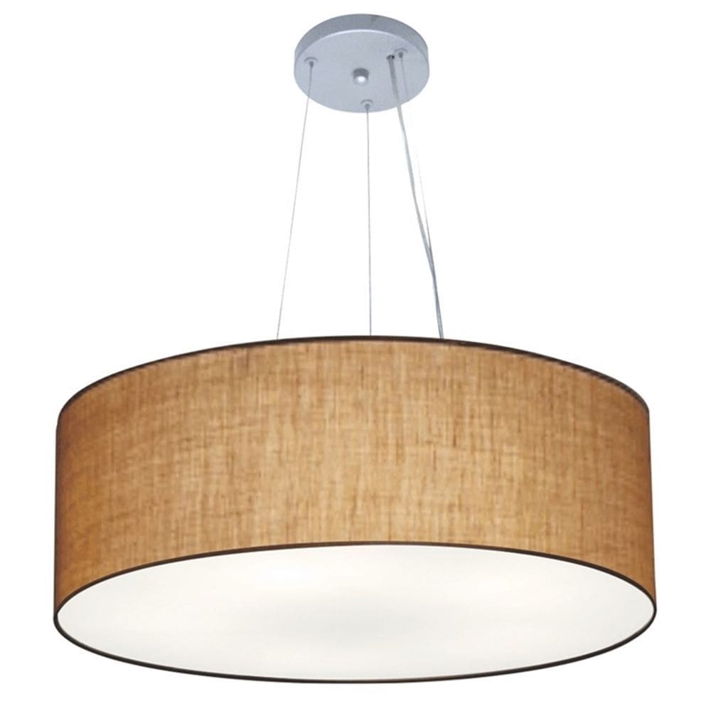 Lustre Pendente Cilíndrico Md-4010 Cúpula em Tecido 60x21cm Palha - Bivolt