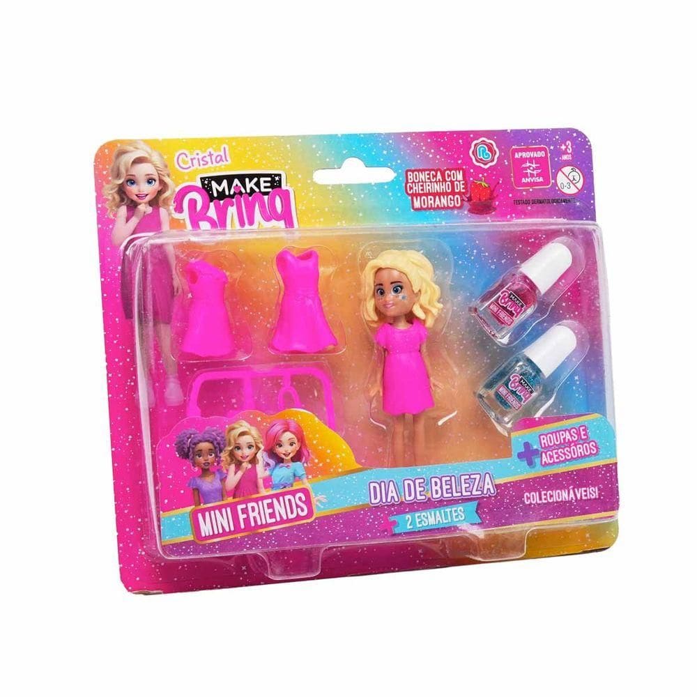 Boneca Mini Friends Dia de Beleza MK4090 Rosa - Polibrinq