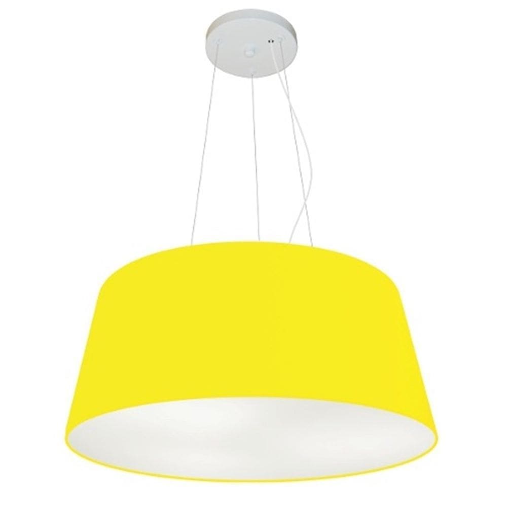 Lustre Pendente Cone Md-4048 Cúpula em Tecido 21/50x40cm Amarelo - Bivolt