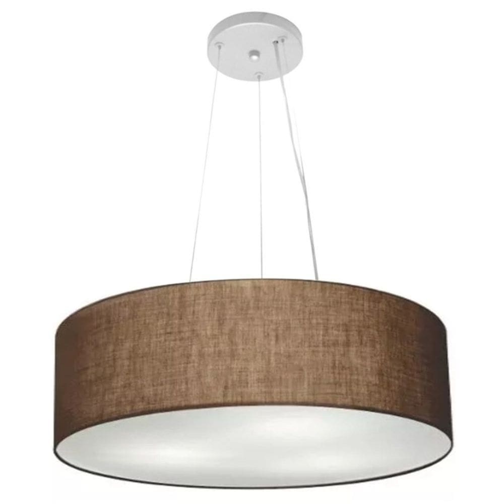 Lustre Pendente Cilíndrico Md-4134 Cúpula em Tecido 50x15cm Café - Bivolt