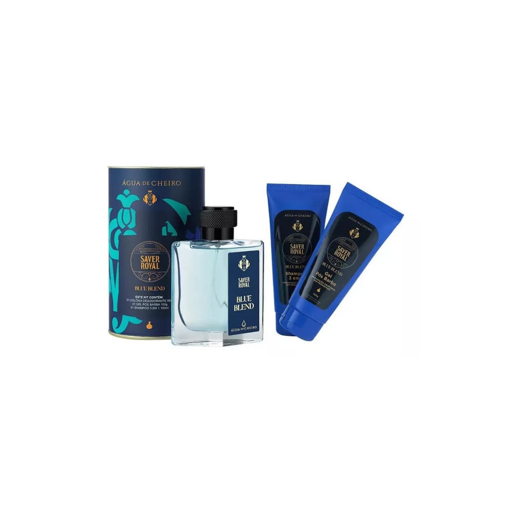 Kit Blue Blend Deo Colônia Gel PósBarba Shamp Agua de Cheiro
