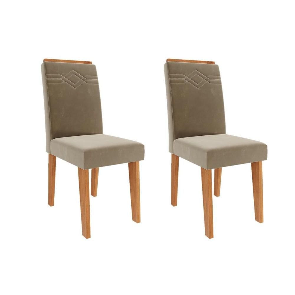 Kit 2 Cadeiras de Cozinha Taís 2 Un Cinamomo/Suede Joli Chocolate - Cimol