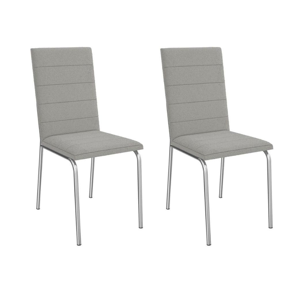 Cadeira de Cozinha Amsterdã 2C091 Aço Kit 2 Un Cromado/Boucle Cinza - Kappesberg