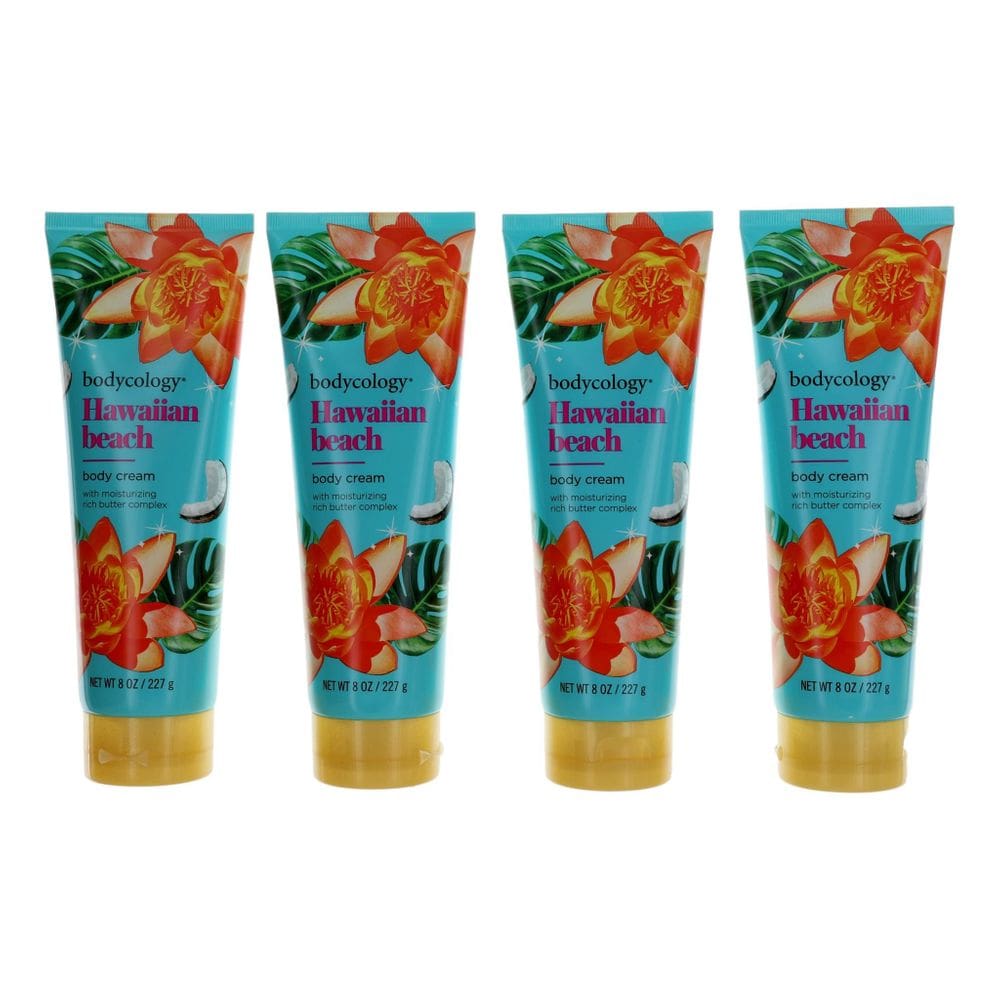 Creme corporal hidratante Bodycology Hawaiian Beach, pacote com 4 unidades de 240 ml