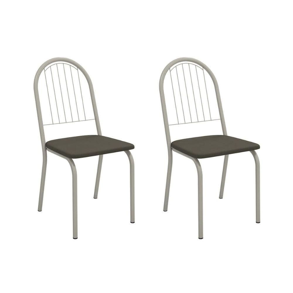 Cadeira de Cozinha Noruega 2C077NK Aço Kit 2 Un Niquel/Suede Escuro - Kappesberg