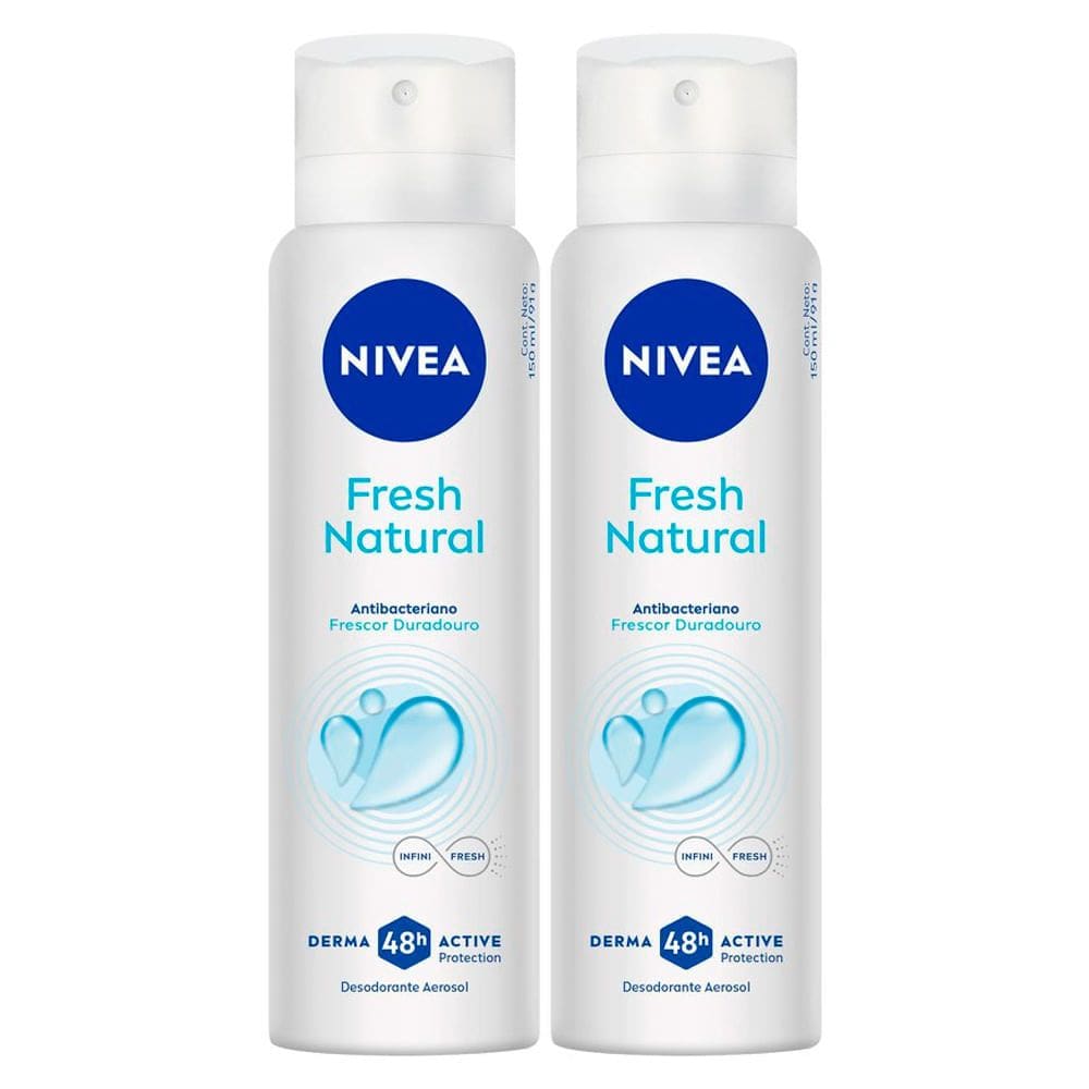 Kit 2 Desodorante Nivea Fresh Natural Aerosol 48h 150ml
