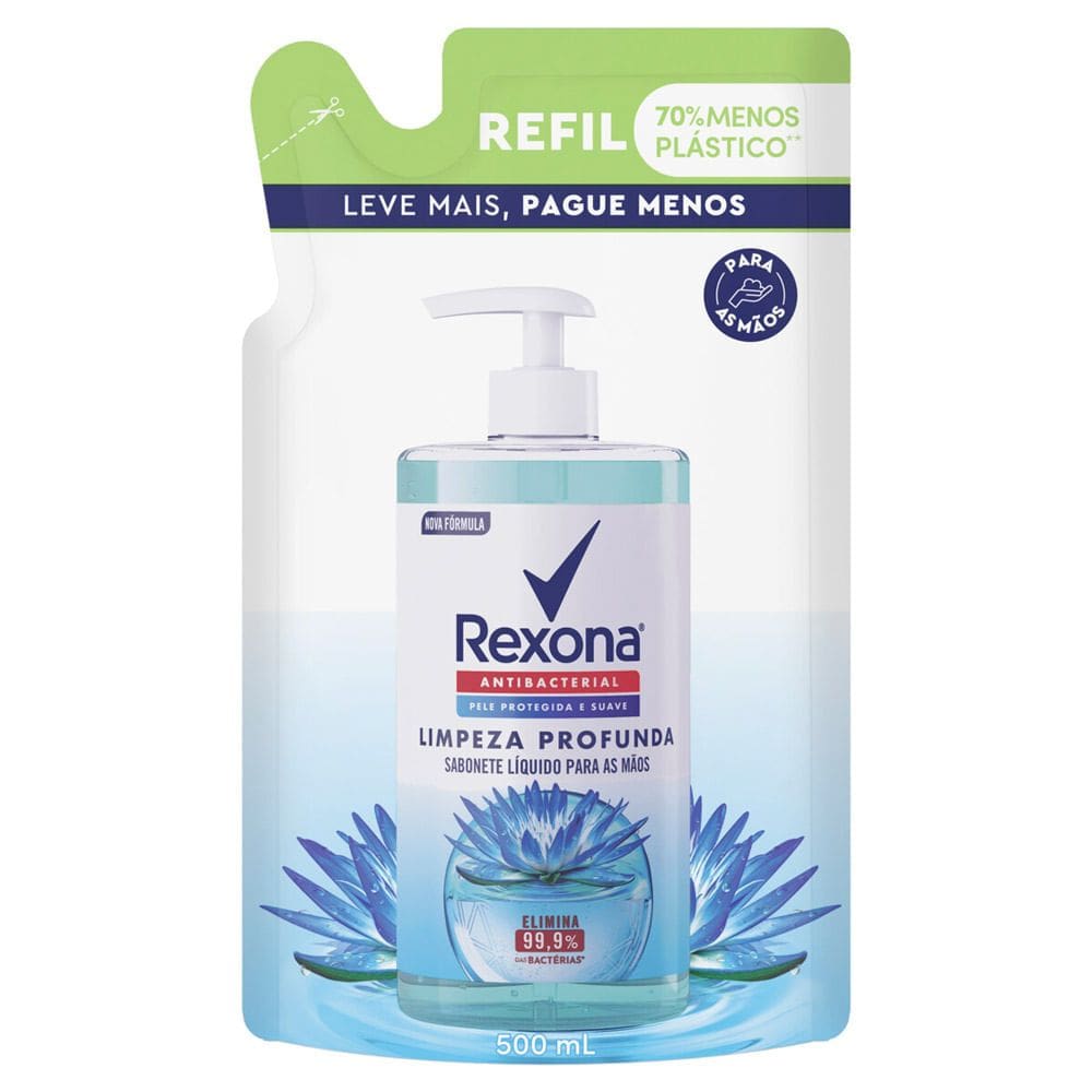 Sabonete Líquido para Mãos Rexona Limpeza Profunda Refil com 500ml
