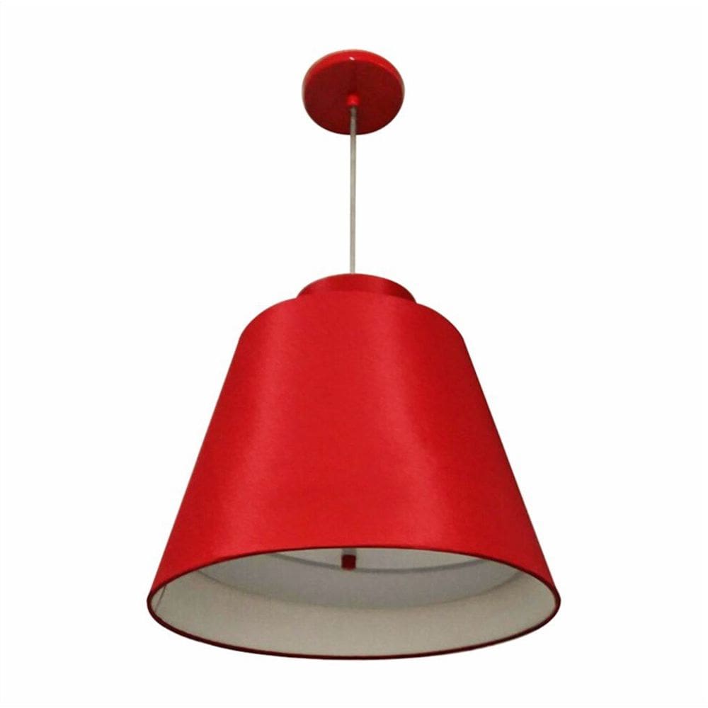 Lustre Pendente Cone Md-4139 Cúpula em Tecido 30/40x25cm Bordo C/ Chapeuzinho - Bivolt