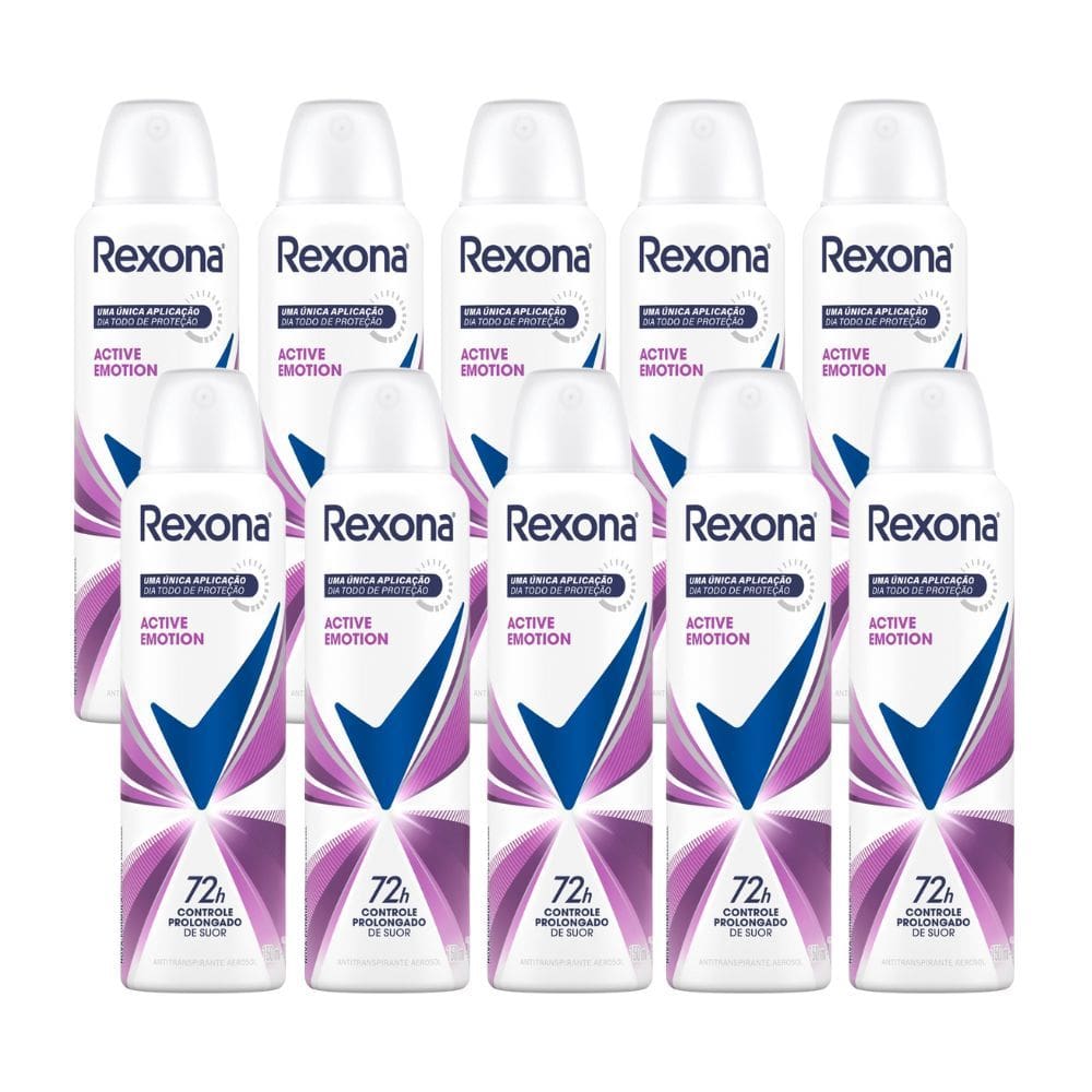 Kit 10 Desodorante Antitranspirante Rexona Active Emotion Aerosol com 150ml