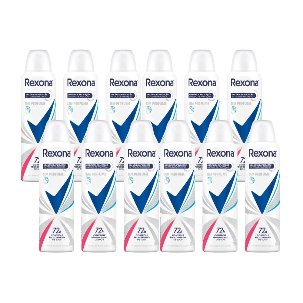 Kit 12 Desodorante Rexona Sem Perfume Aerosol Antitranspirante 72h 150ml