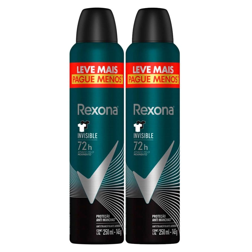 Kit Desodorante Rexona Men Invisible Aerossol Antitraspirante 72h com 250ml