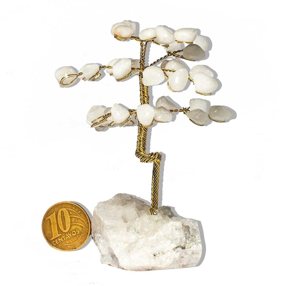 Árvore Da Felicidade Quartzo Leitoso na Drusa Pedra Natural