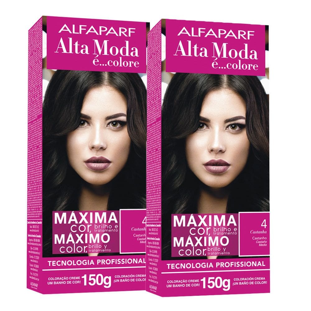 Kit 2X Tintura Creme Altamoda Alfaparf Castanho 4