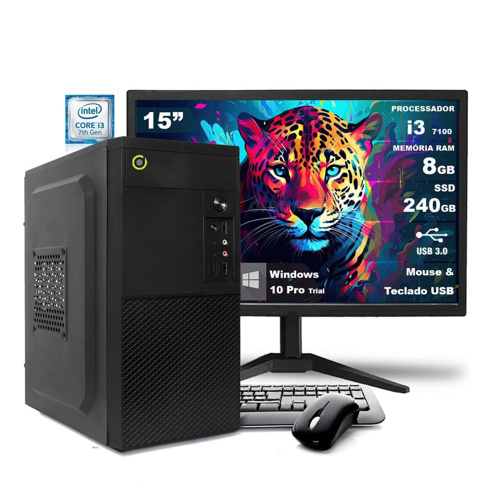 Computador Completo On Corp I3 8GB RAM 240GB SSD Win10 Monitor 15