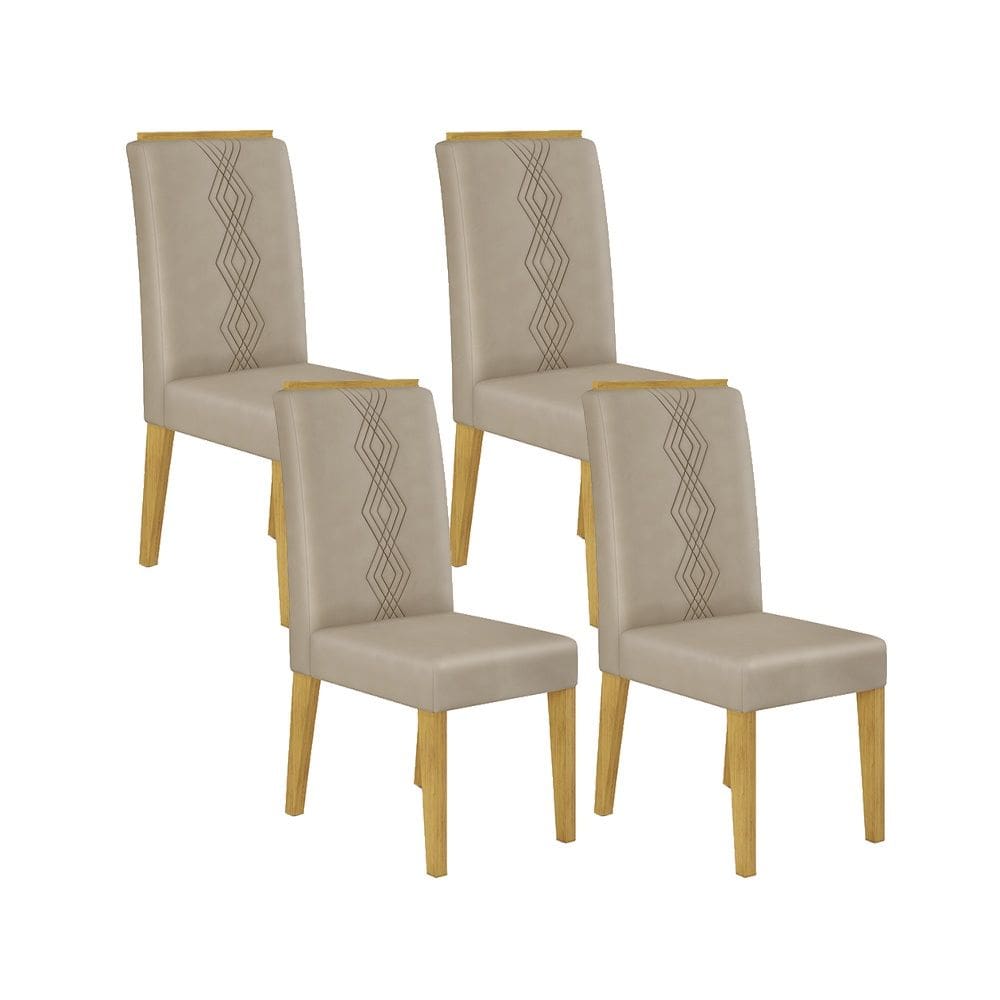 Kit com 04 Cadeiras Yasmin Cedro Veludo Kraft DJ Móveis