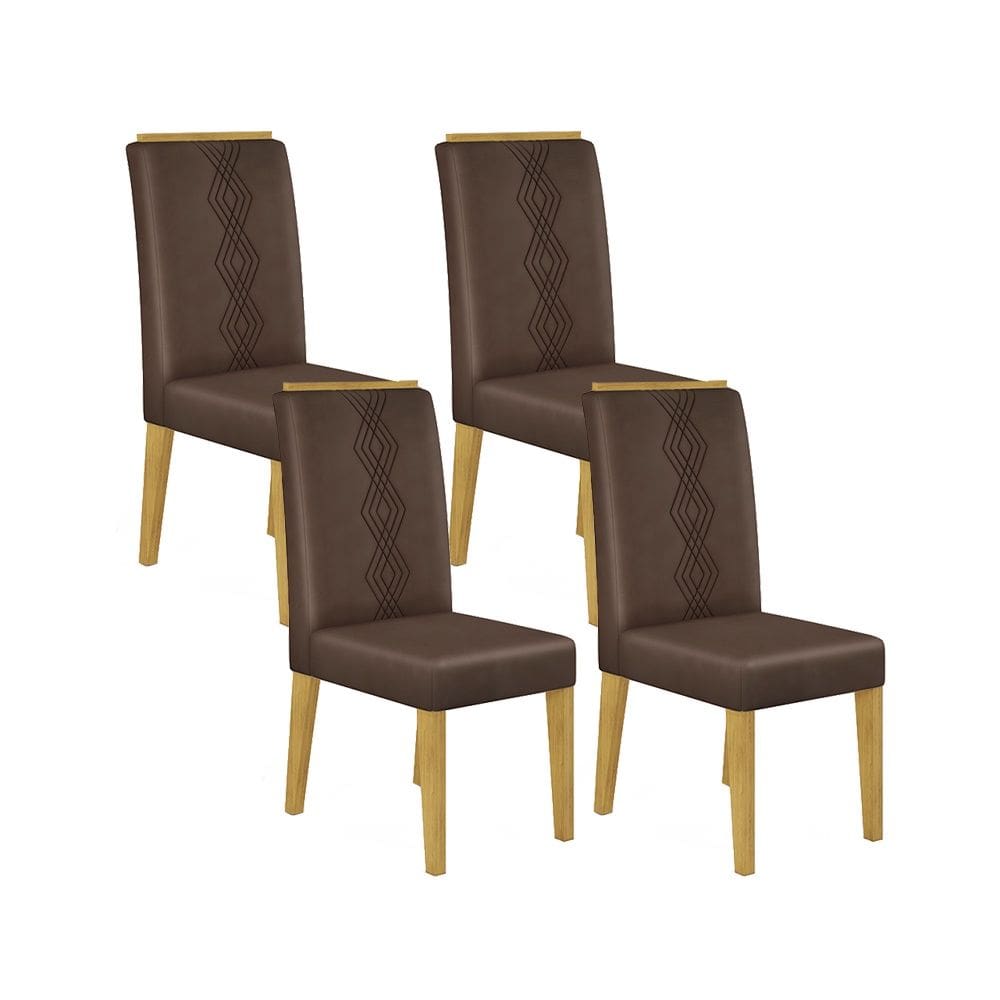 Kit com 04 Cadeiras Yasmin Cedro Veludo Moca DJ Móveis