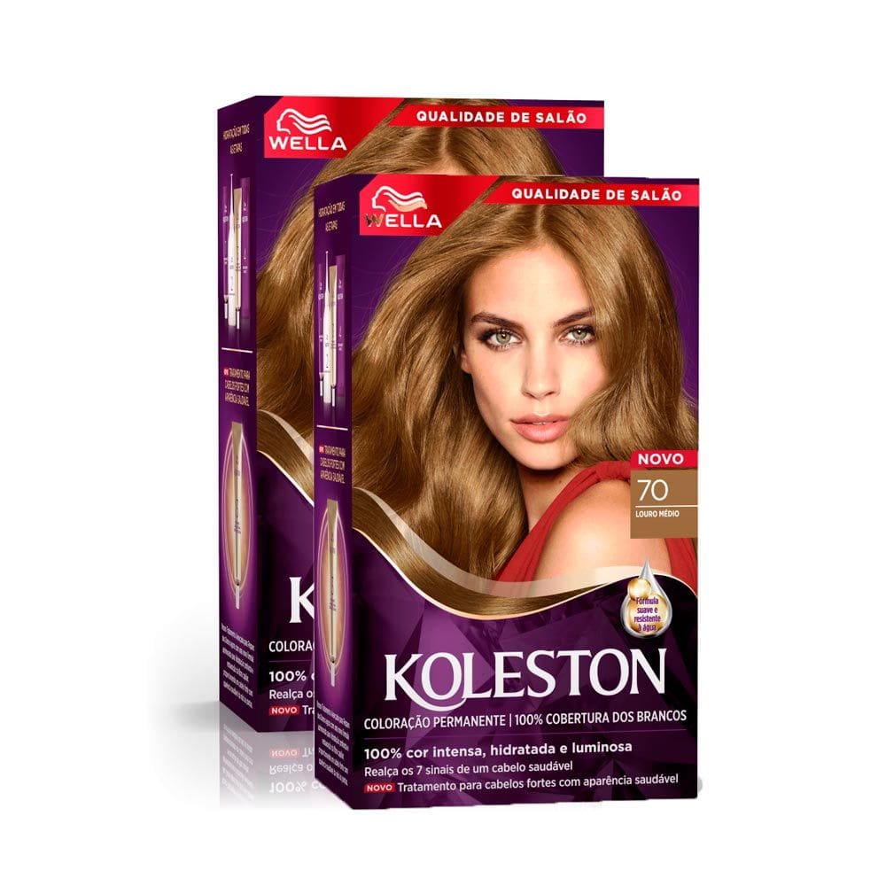 Kit 2 Tintura Creme Koleston Wella Louro Médio 70
