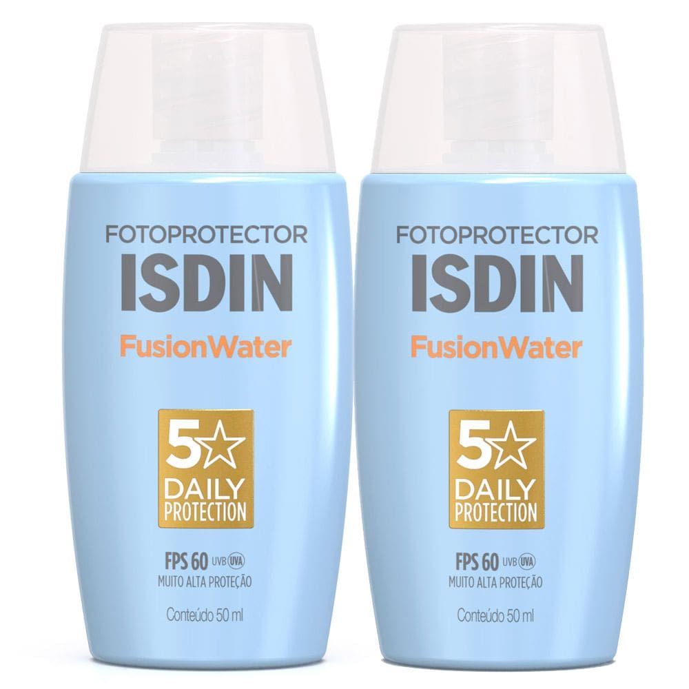 Kit 2 Protetor Solar Isdin Fusion Water 5 Stars Oil Control FPS 60 50ml