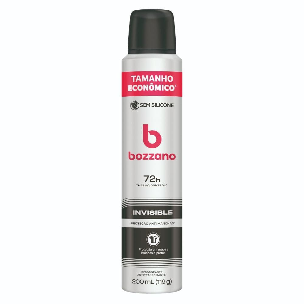 Desodorante Bozzano Aerossol Invisible 72H Tamanho Econômico 200ml