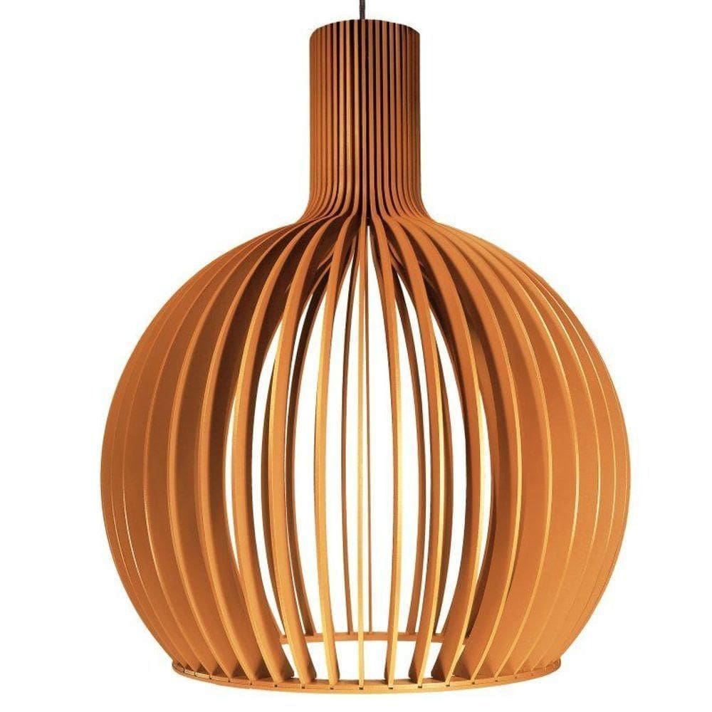 Luminária Teto Tipo Pendente Em Mdf - Completa Cor: Mdf Cru