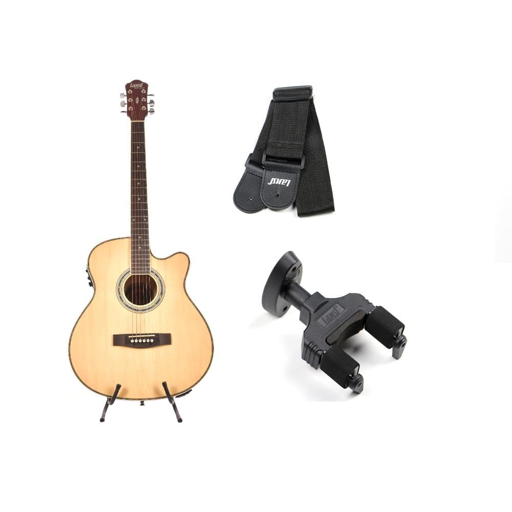 Violão Land Elétrico Aço Lw-A-40E Natural + Acessórios