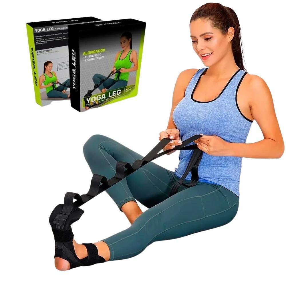 Cinto Para Alongamento Mbfit Preto Reabilitação Pernas Yoga