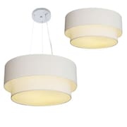 Plafon e Pendente Duplo Cilíndrico Vivare Md- 3017 e Md-4061 Cúpula em Tecido 50x40cm Branco - Bivolt