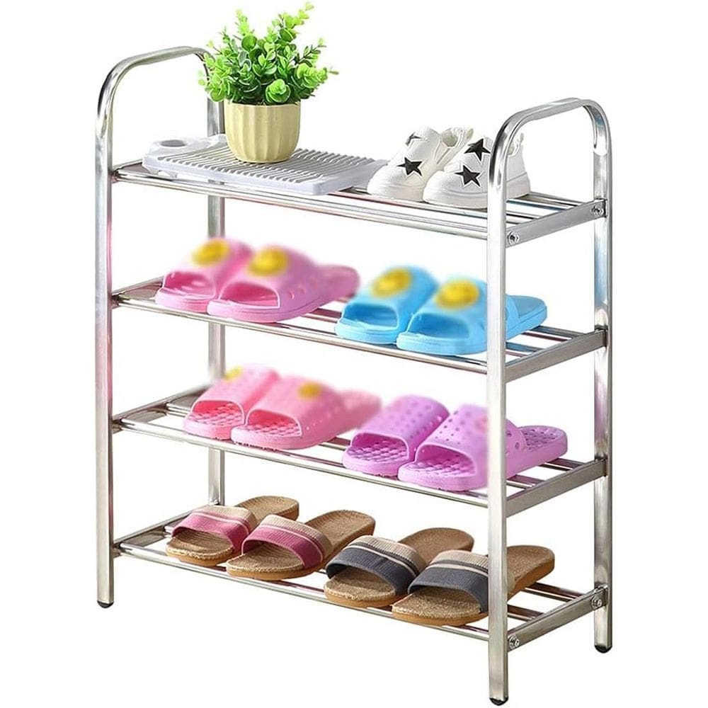 Sapateira Prateleira Inox 4 Andares Organizaçao Tenis Sapato Sandalia Calçado Hall de Entrada Estante Rack Multiuso