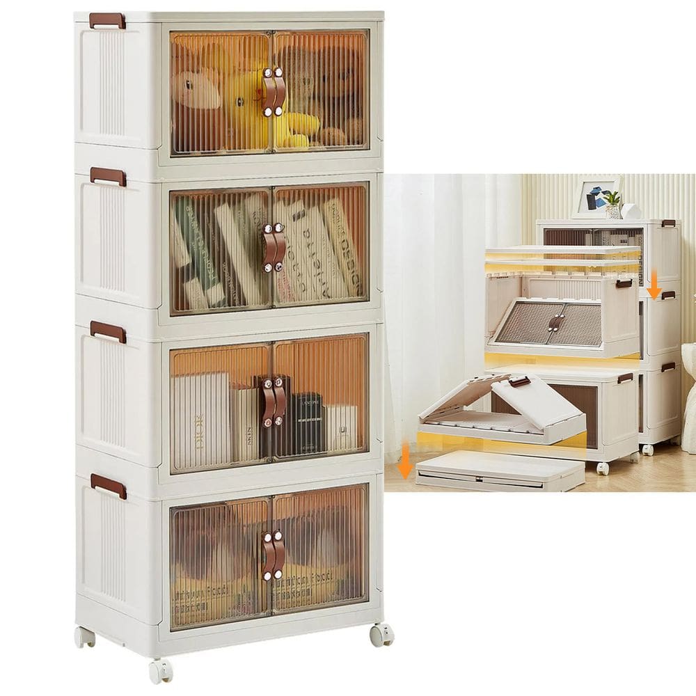 Armario Organizador 4 Andares Empilhavel Dobravel Porta Objetos Roupa Livro Organizaçao Cozinha Sala Varanda Lavanderia