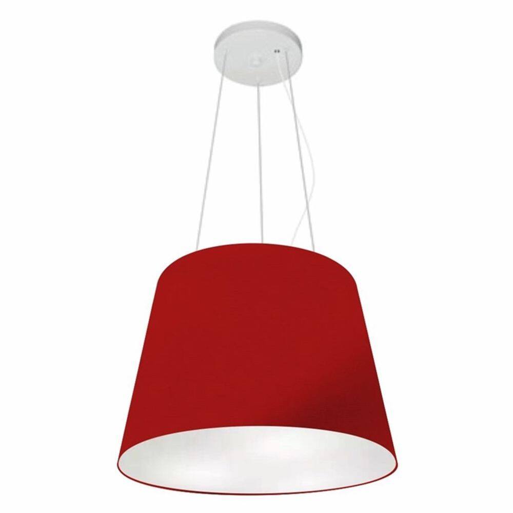 Lustre Pendente Cone Md-4152 Cúpula em Tecido 30/40x30cm Bordo - Bivolt