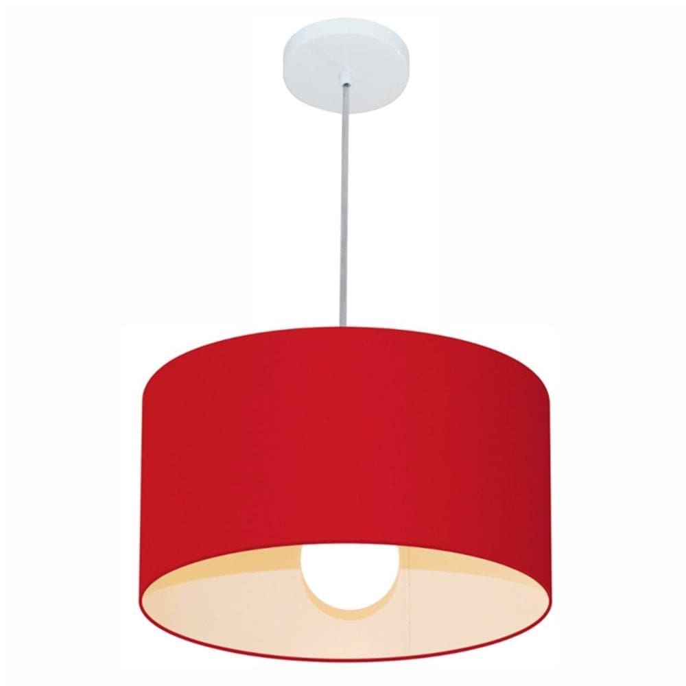 Lustre Pendente Cilíndrico Md-4146 Cúpula em Tecido 40x30cm Bordo - Bivolt