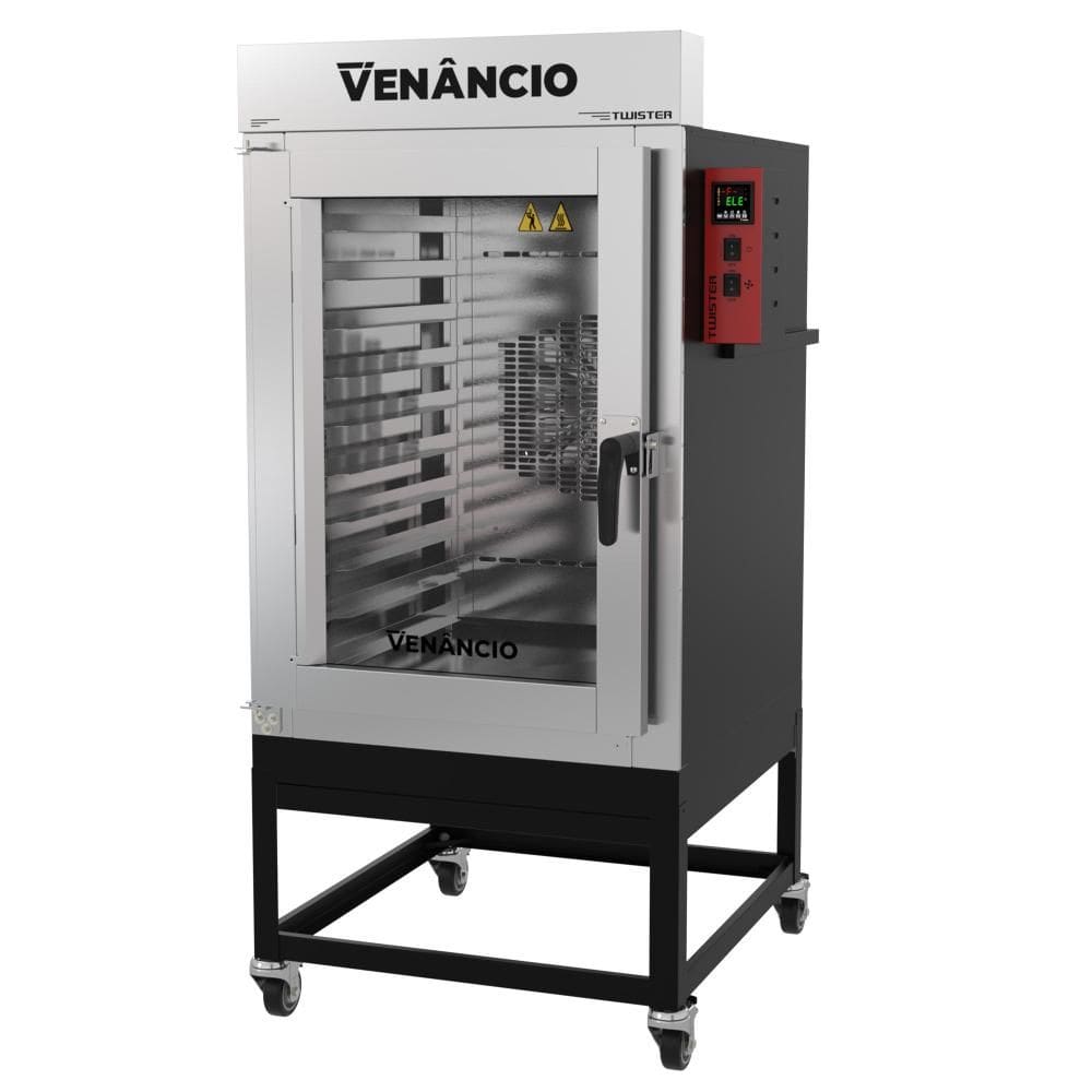 Forno Industrial Turbo Elétrico Venâncio Twister 10 Esteiras Exterior Aço Carbono Interior Inox com Cavalete Trifásico 220V FVT10E
