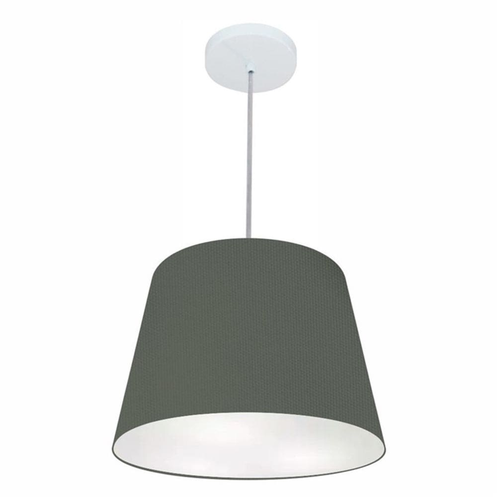 Lustre Pendente Cone Md-4155 Cúpula em Tecido 30/40x30cm Cinza Escuro - Bivolt