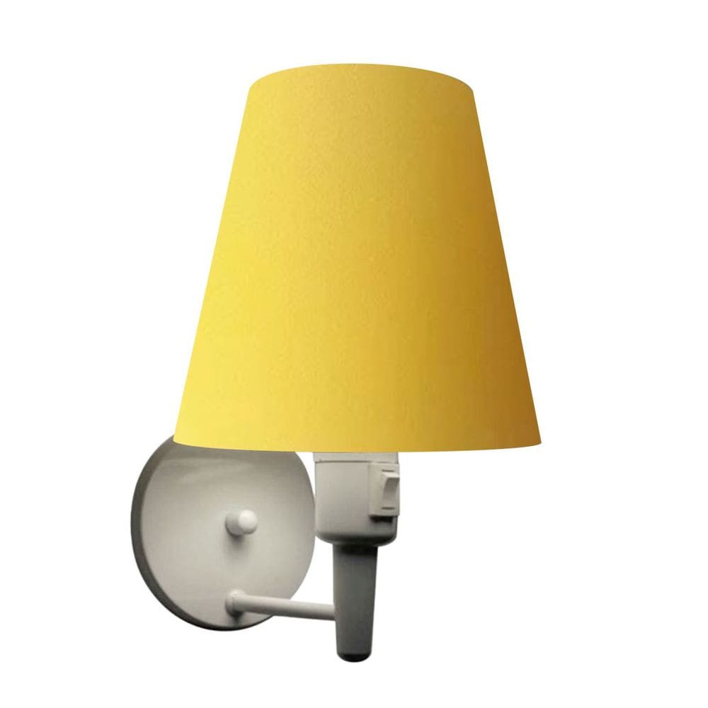 Arandela Cone Md-2013 Branco C/ Inter Liga e Desl Cúpula em Tecido Amarelo - Bivolt