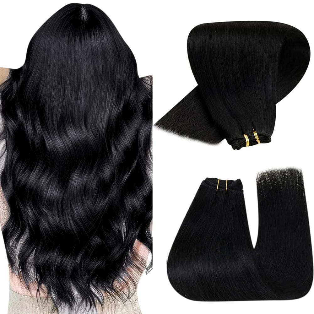 Extensões de cabelo Hetto Sew in Real Human Hair 30cm 70g Jet Black