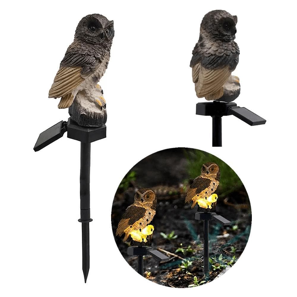 Luminária Espeto Jardim Solar Coruja Resina Enfeite