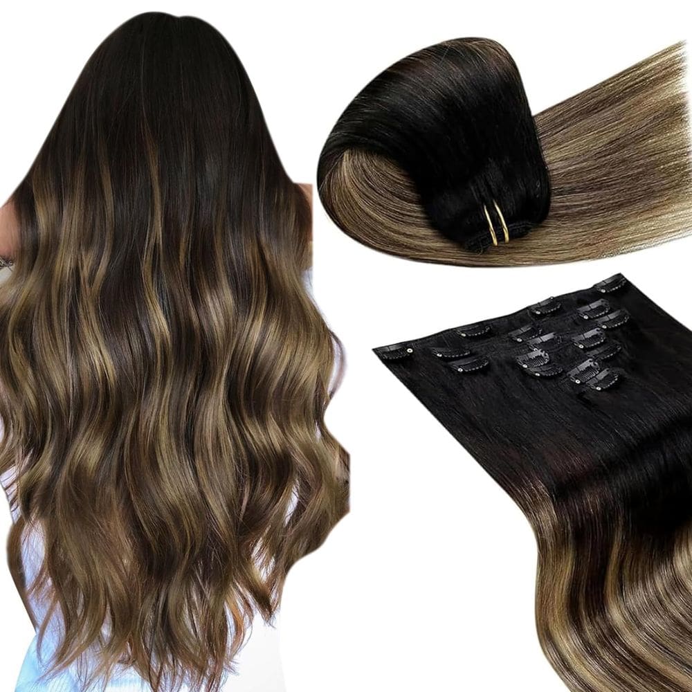 Extensões de cabelo Clip in LaAvoo Black Ombre 45cm 120g