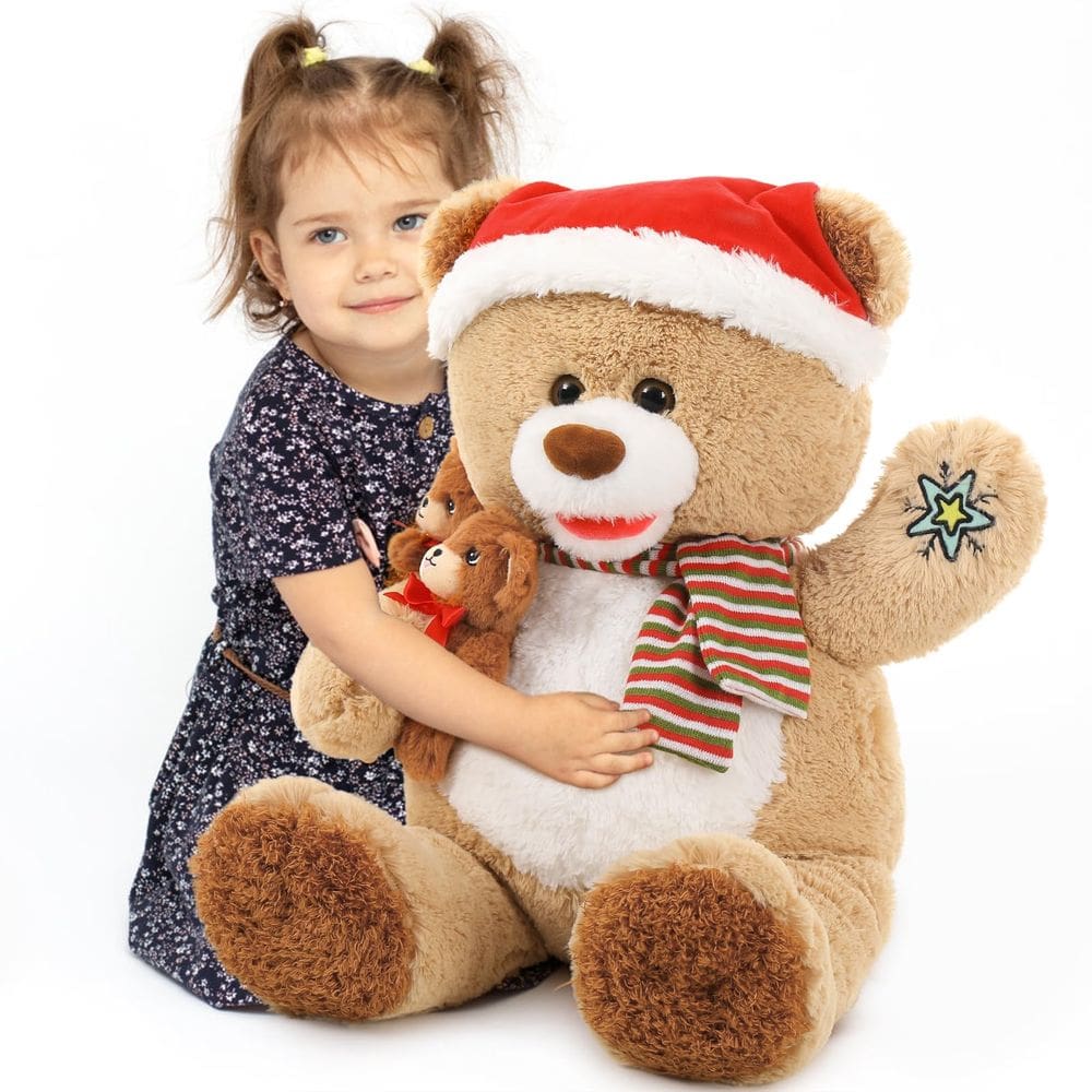 Ursinho de pelúcia de Natal MoriSmos com bebês de 62 cm
