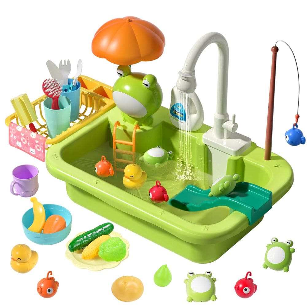 Play Sink CUTE STONE com água corrente, brinquedos de cozinha com torneira