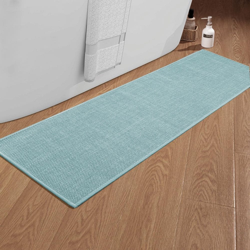 Tapete de banho chakme Ultra Thin Antiderrapante 150x45cm Azul claro