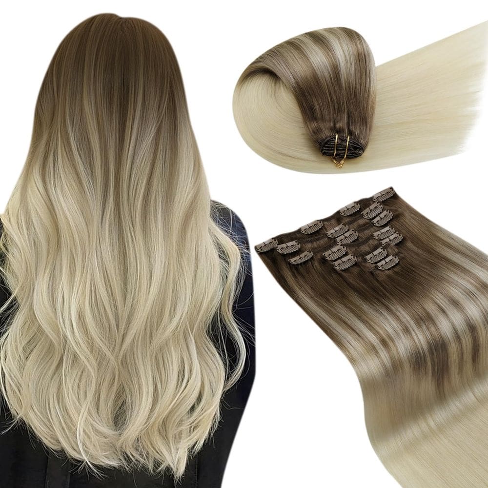 Extensões de cabelo Clip in LaAvoo Light Brown to Blonde 120g