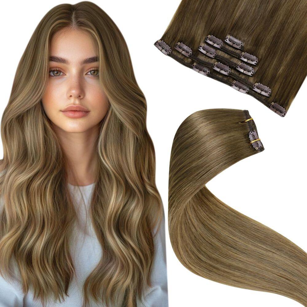 Extensões de cabelo Clip in LaAvoo Real Human Hair 18 polegadas 80g