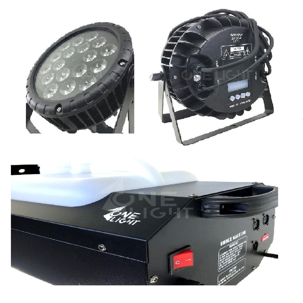Kit 4 Par Led 18X15W Rgbwa Outdoor + Maquina De Fumaça 3000