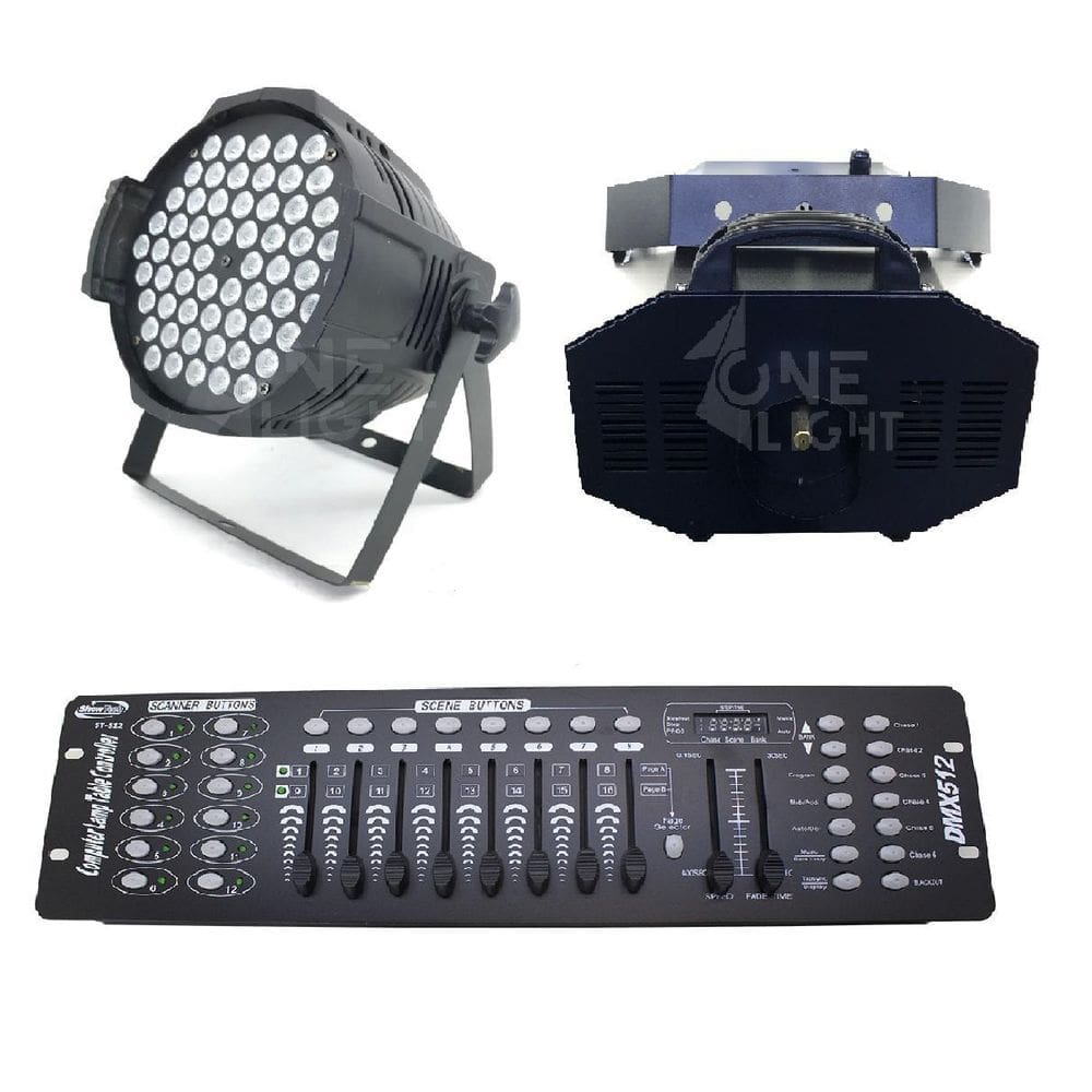 Kit 8 Par Led Rgbwa 3W + Mesa Dmx 512 + Maq. Fumaça 3000W